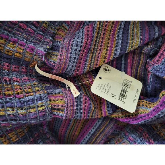 Free People Sweet Escape pants in purple blue combo stripe size S NWT - Picture 10 of 10